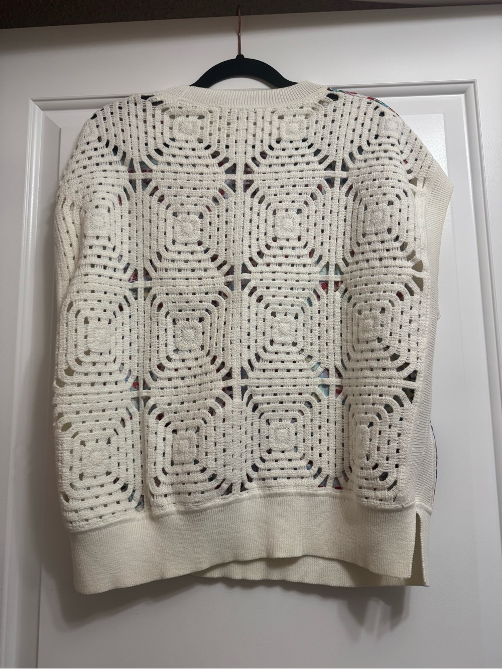 AllSaints Marti Luisa Rainbow Mix Media Top Crochet Knit Sweater White Small - Picture 5 of 11